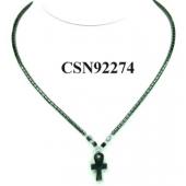 Hematite Cross Pendant Beads Stone Chain Choker Fashion Women Necklace